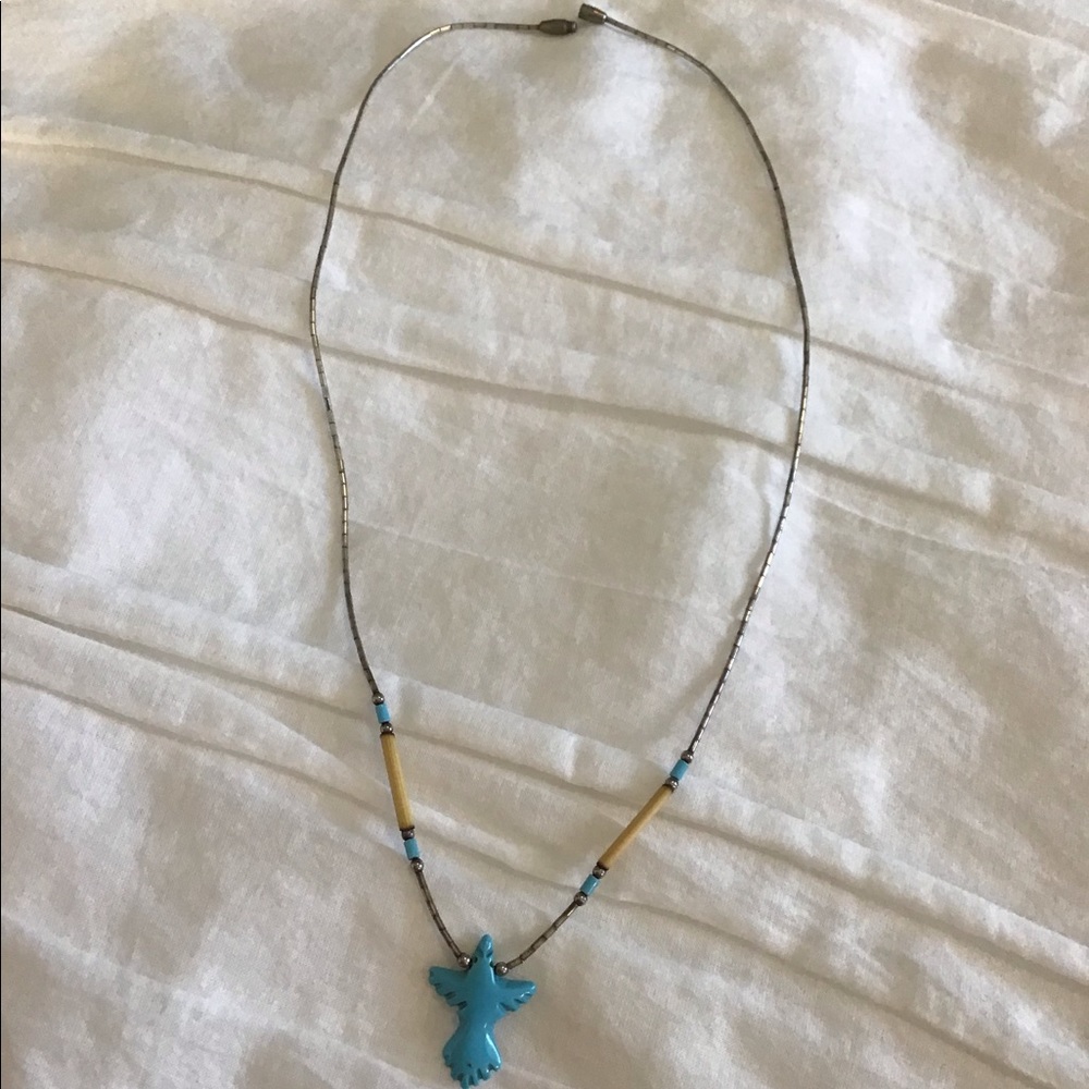 Native American bird shape in turquoise necklace